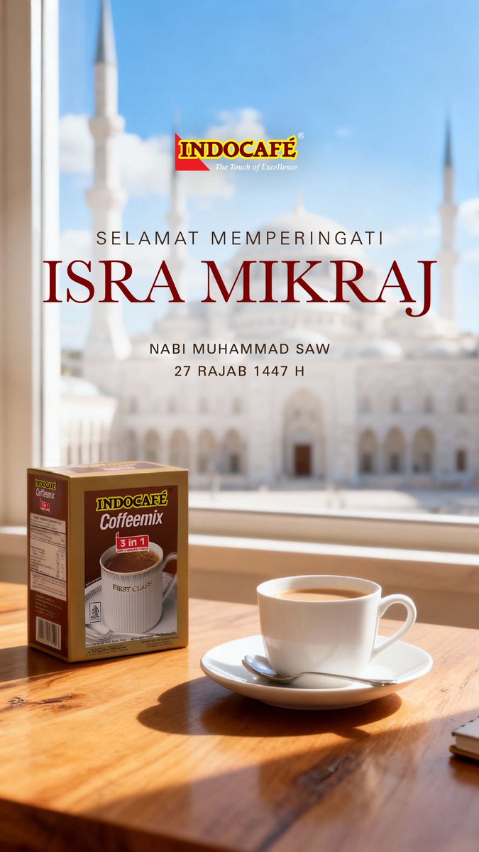 Selamat memperingati Isra Mikraj semoga kita selalu bisa meningkatkan kualitas ibadah kita.

#Indocafe #BeyondFirstClass