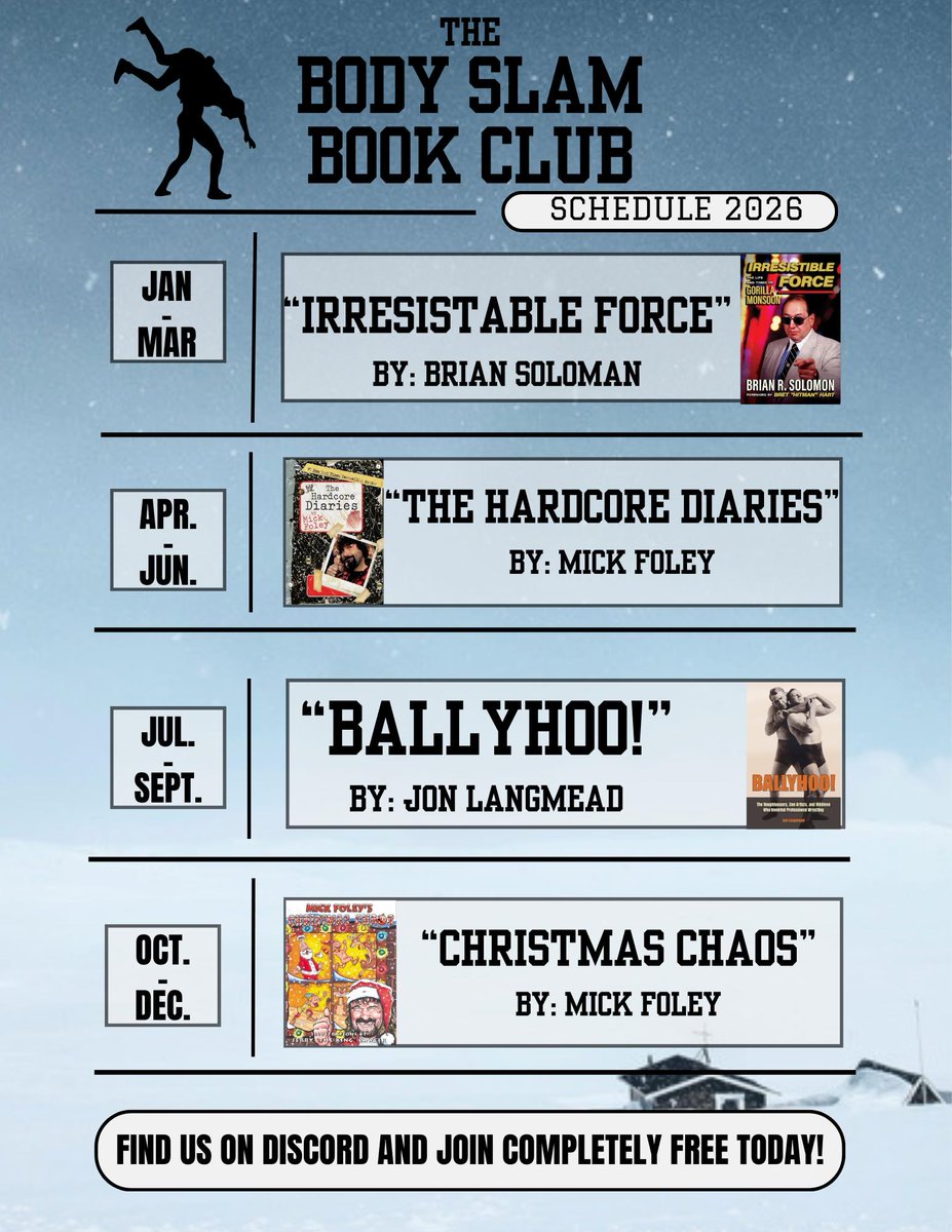 WrestleBookClub's tweet photo. This evening, and the 1st and 15th of every month in 2026 , join us for a quick discussion on our favorite wrestling books!

https://t.co/sqeyuVtwt3 https://t.co/jCw4VIU5YK