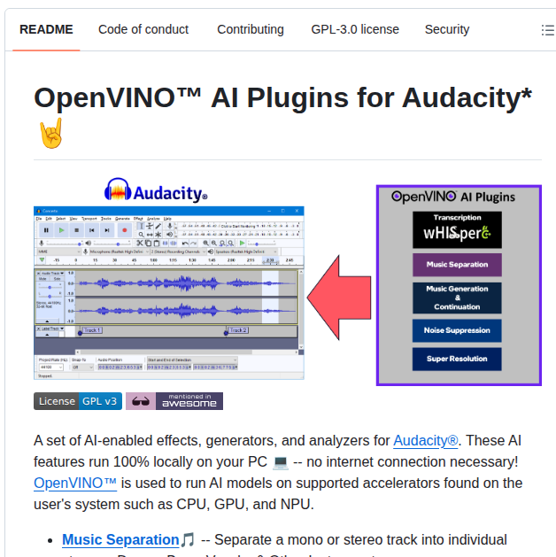 Runs AI models for audio processing locally on hardware

github.com/intel/openvino…