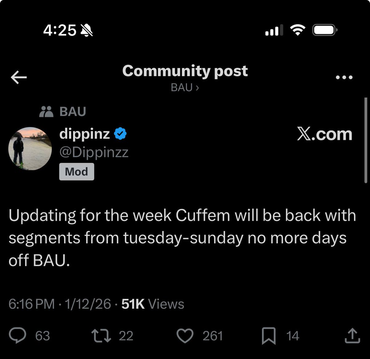 Pretty sure yesterday fell in between “Tuesday-Sunday”