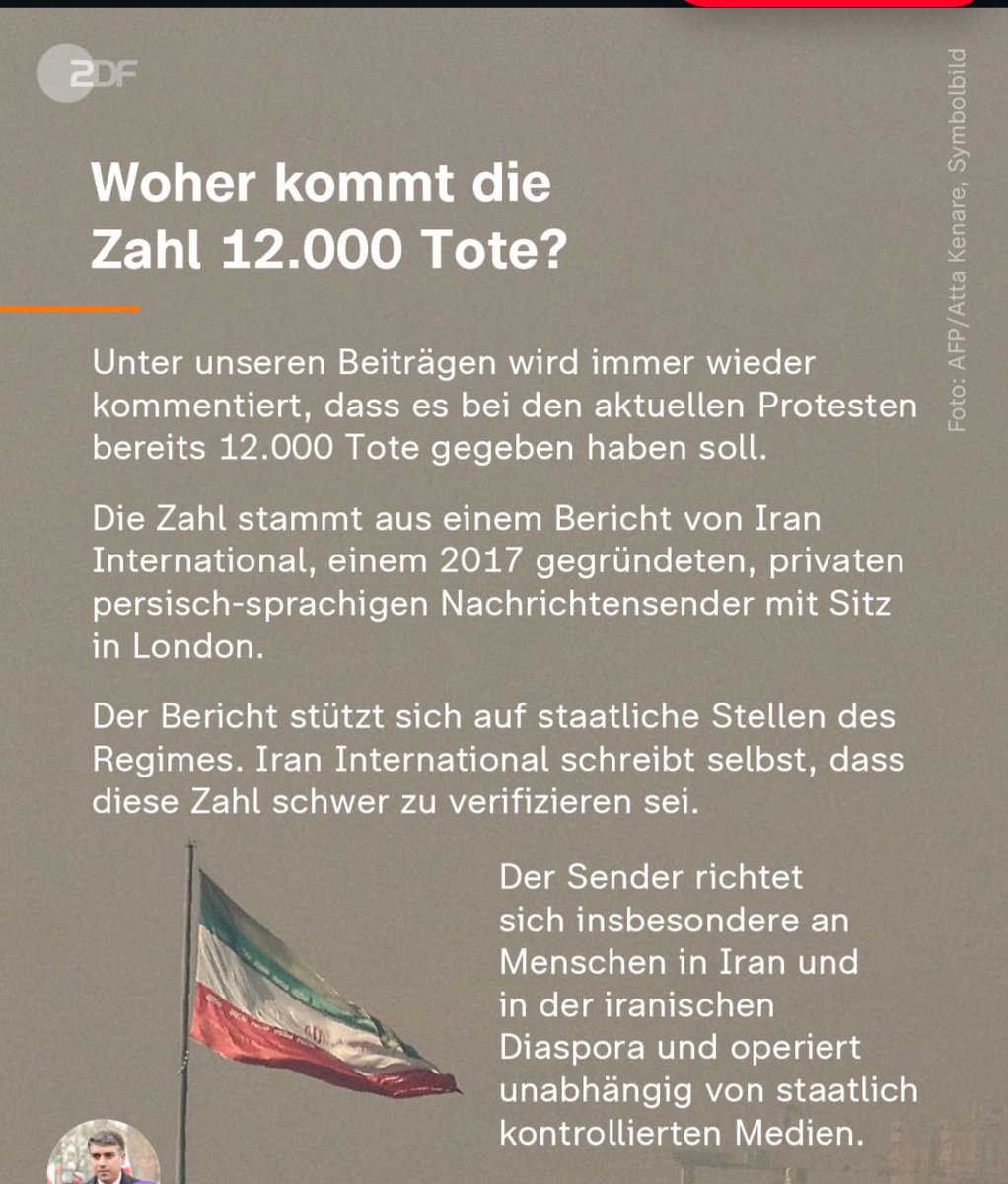 Liebe <a href="/ZDFheute/">ZDFheute</a>,  die Zahlen aus Gaza werden von euch eins zu eins von Hamas-Terroristen übernommen.
Doch wenn es um den Iran geht, misstraut ihr plötzlich genau den Quellen, die direkten Kontakt zu Menschen vor Ort haben.
Das ist kein Journalismus – das ist Doppelmoral.