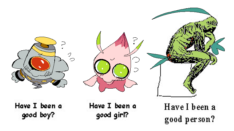scribzag24's tweet image. dusknoir and celebi ask grovyle, but grovyle has to ask himself