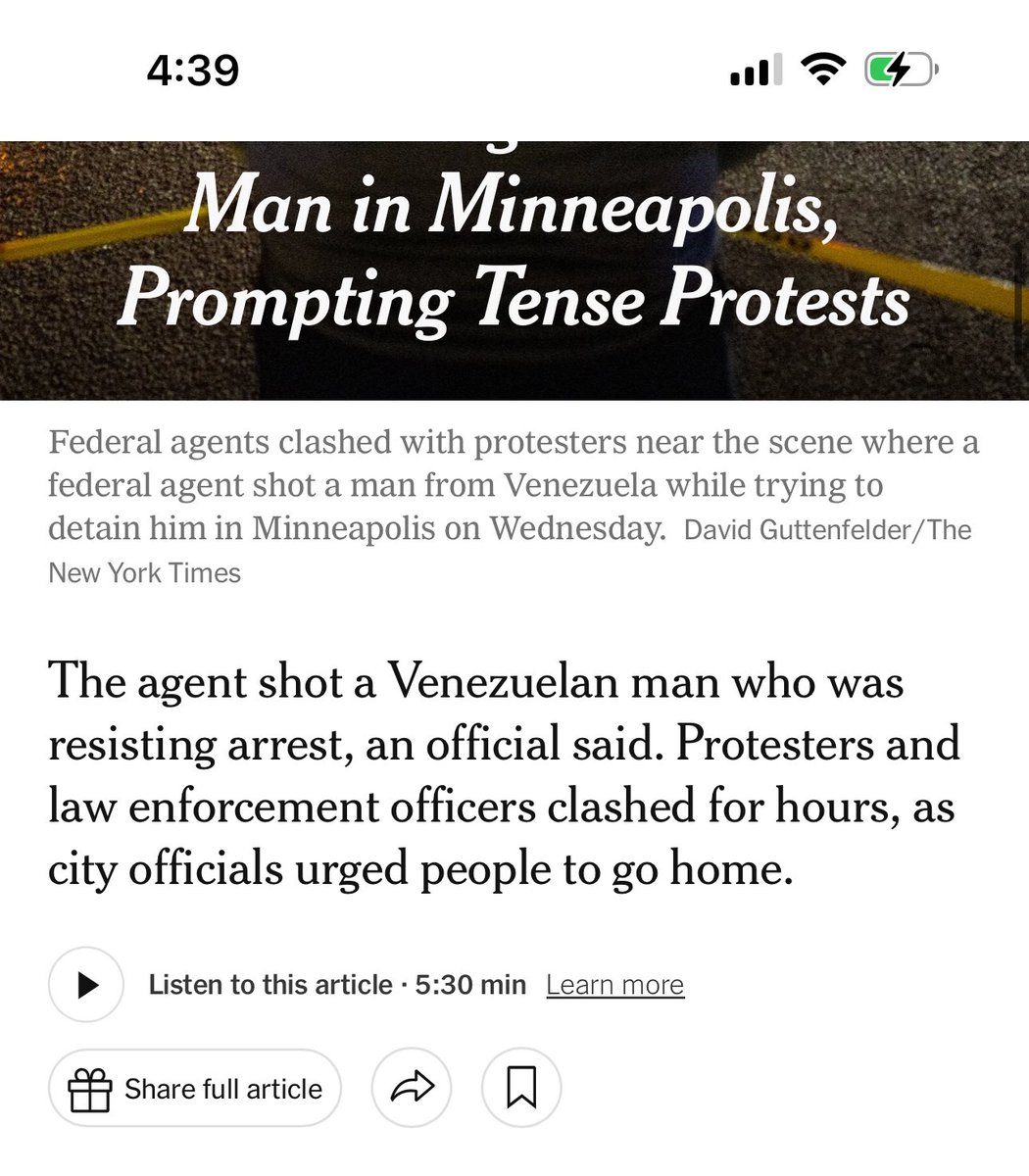 DrewHolden360's tweet image. Not in the headline. 

Not in the subhead. 

Not in the first paragraph. 

Not in the second paragraph. 

But at the end of the third paragraph, @nytimes finally mentions that the illegal immigrant in this story (and two others) assaulted the federal agent who pulled the trigger.
