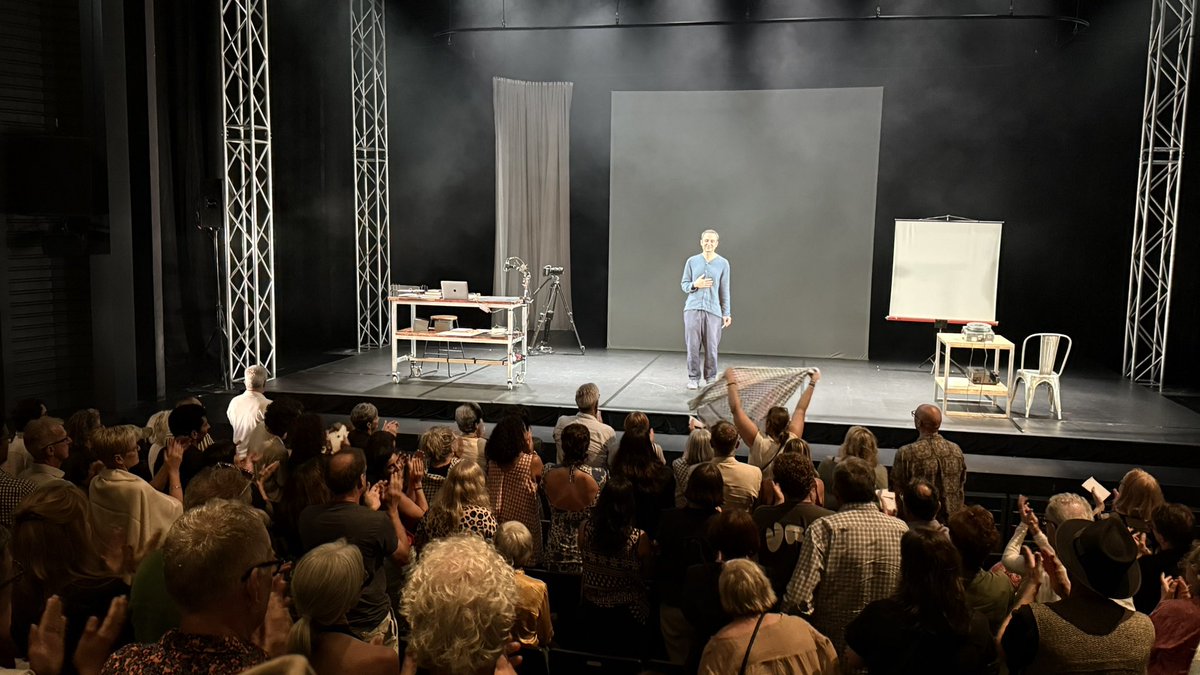 SandraEckersley's tweet photo. STANDING OVATION for remarkable Egyptian/English actor Khalid Abdalla’s play #Nowhere which navigates his family story & the Arab people’s complex history & journey in an increasingly accusatory world. ALL suffering must be acknowledged to find peace. #sydfest #auspol https://t.co/pWtDVpQQFO