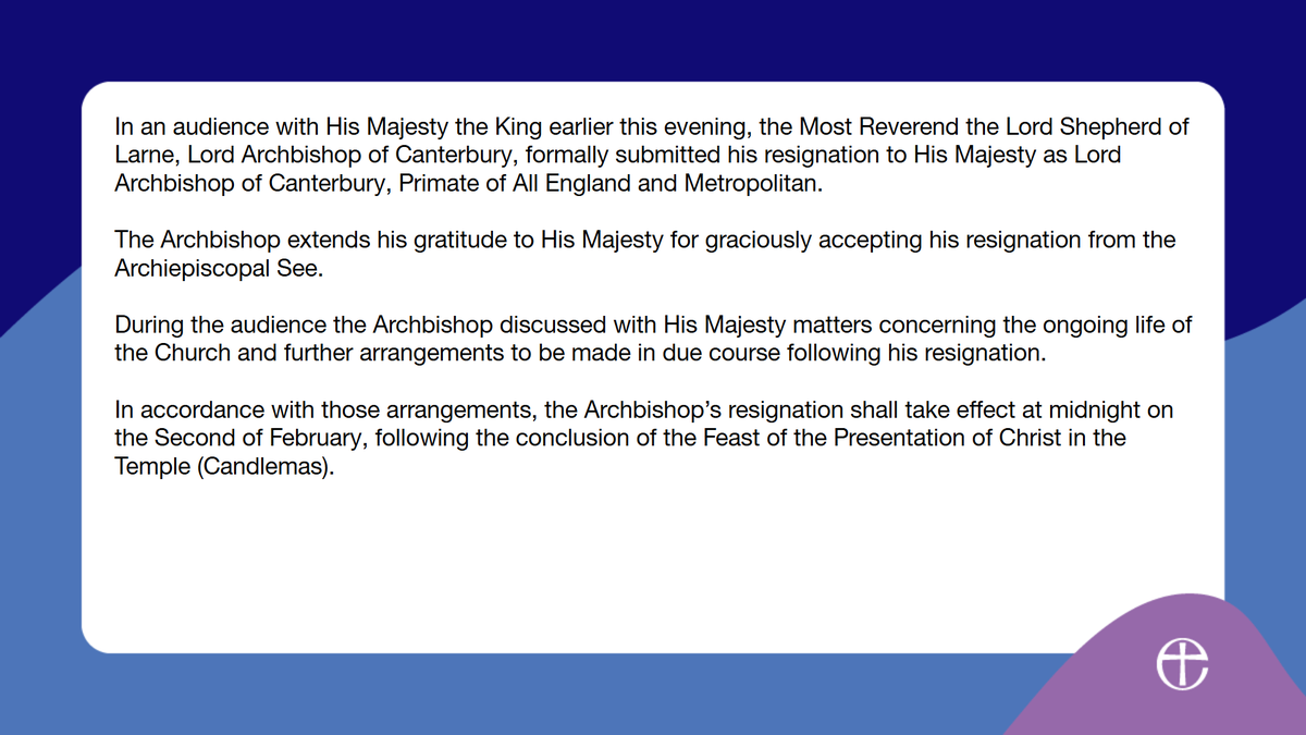 coferblx's tweet photo. Lambeth Palace has issued the following statement, following an audience between His Majesty the King and the Archbishop of Canterbury. https://t.co/Mwvf0IE81E