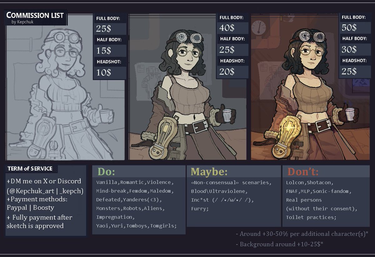 Kepchuk_art's tweet image. ▓▒░ COMMISSIONS OPEN ░▒▓ 
If you still have any questions you always can DM me 
(・_・)ノ 
ALSO if you wanna financially support my future comics: ko-fi.com/kepch