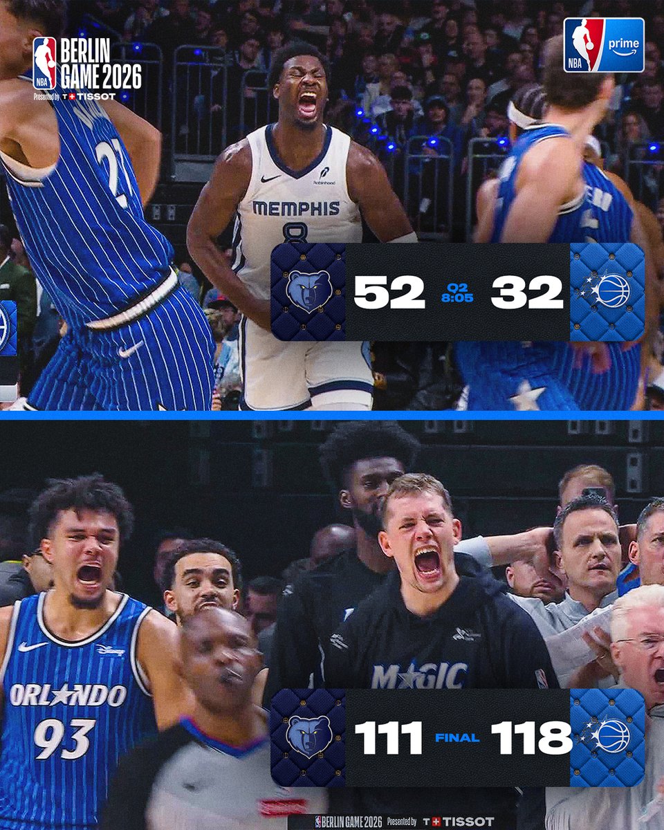 Magic complete an impressive 20-point comeback to beat the Grizzlies in Berlin 🪄