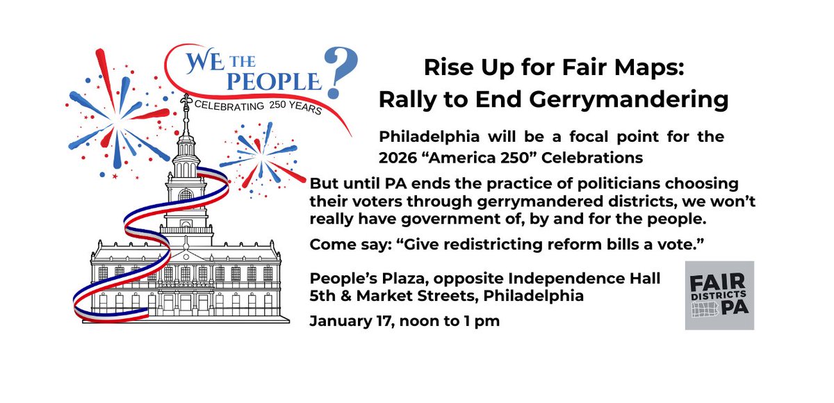 FDPAPhilly's tweet image. Join us Sat. in #Philly to celebrate how we'll clobber #gerrymandering this year.
Independence Mall, 5th &amp;amp; Market, noon.
Be ready to sing and chant!