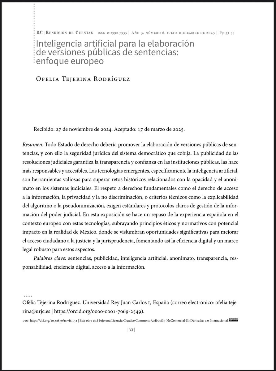 🤖⚖️ ¿Puede la IA hacer más transparente a la justicia?

Este artículo analiza la experiencia europea en el uso de IA para publicar sentencias y fortalecer el acceso a la justicia. Un análisis clave para entender el futuro de la justicia digital.

🔗 rcrendiciondecuentas.udg.mx/index.php/UDGI…