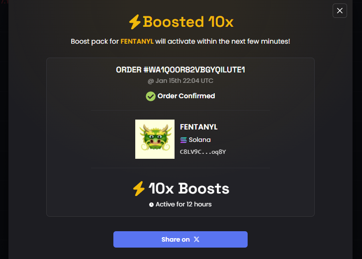 MoonXPosts's tweet image. Just got 10 Boosts on DEX 

$FENTANYL is just getting started 🐲🔥

We will be right next to $FKH in no time.