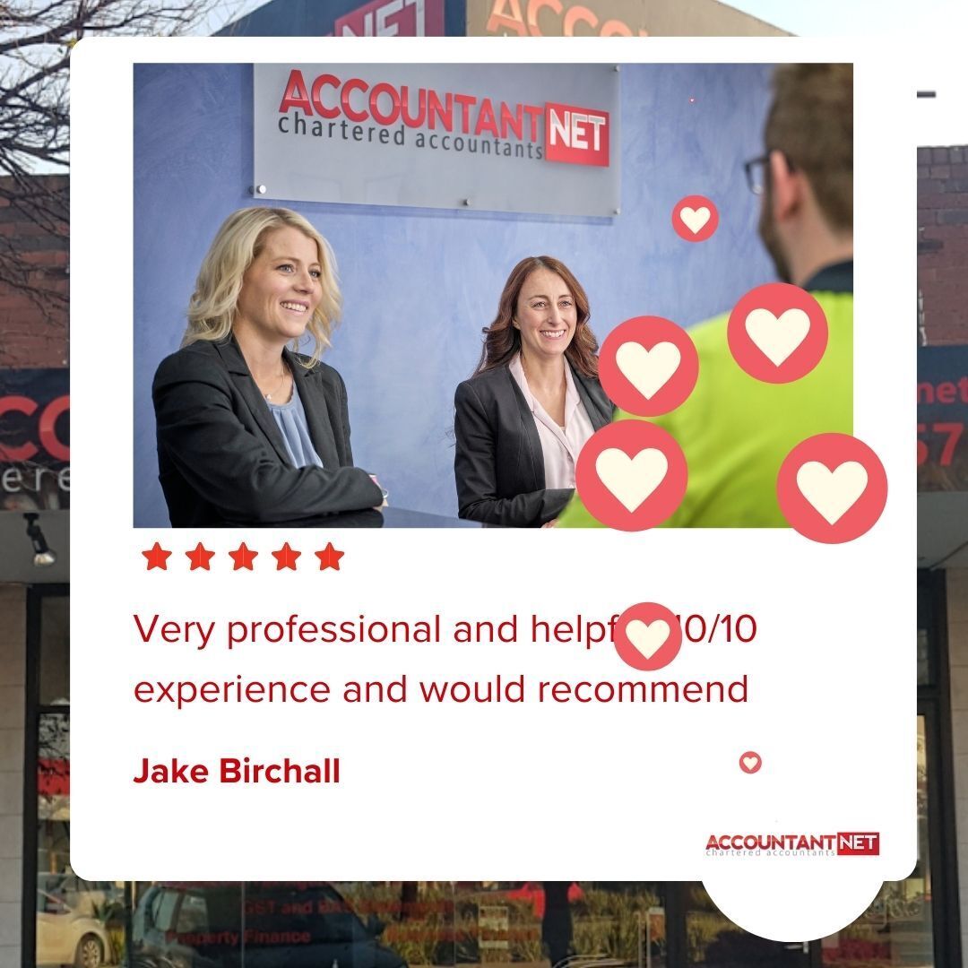 ⭐ ⭐ ⭐ ⭐ ⭐ "Very professional and helpful! 10/10 experience and would recommend" Jake Birchall [Google] maps.app.goo.gl/eGZMZ7RmymMJ9s…

#taxtime #accountantnet #charteredaccountants #taxaccounting 🌐 accountantnet.net.au 📧 tax@accountantnet.net.au 📱 03 9743 4576