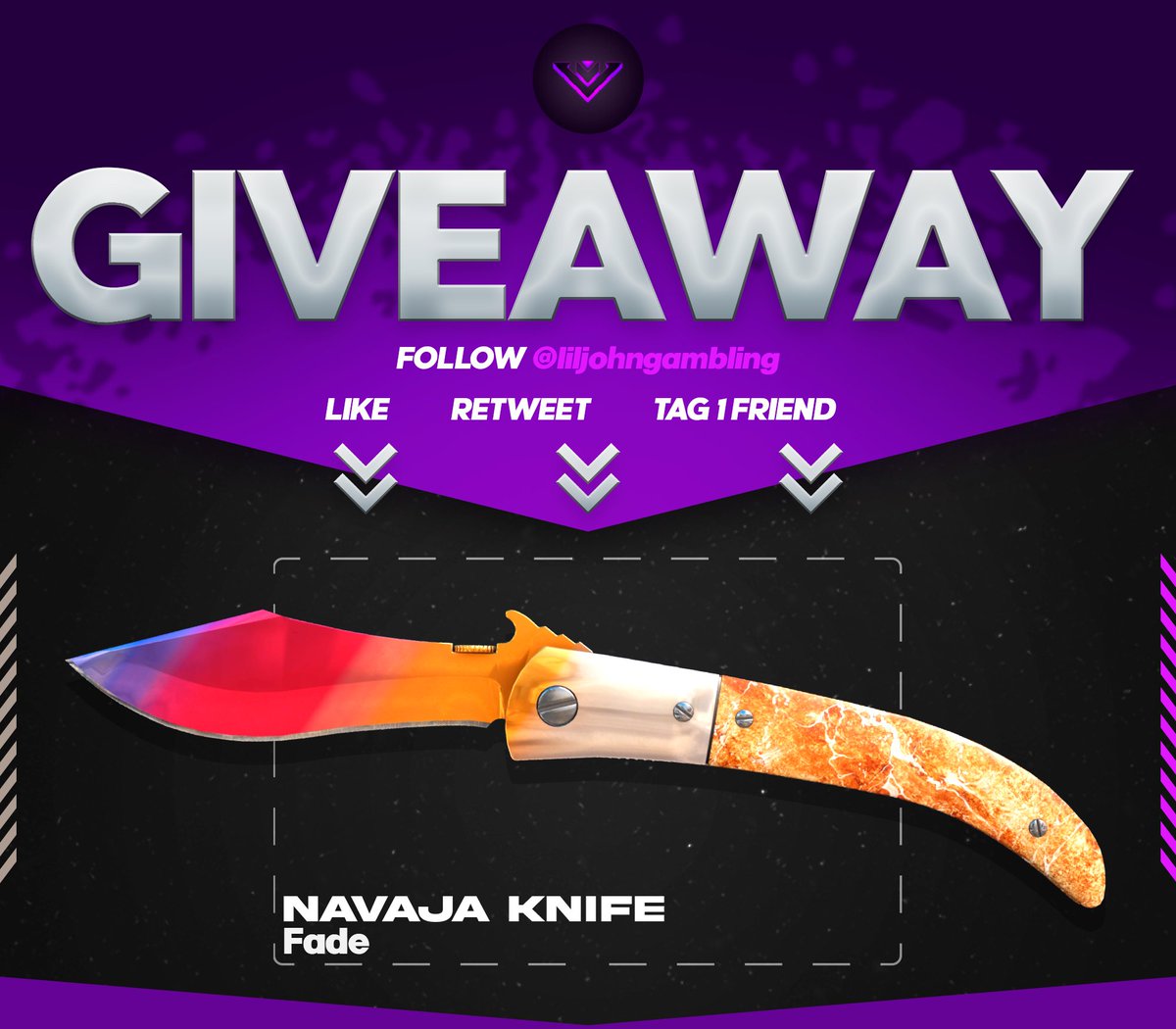 🔪Navaja Knife Fade ($90)🔪

Like my newest video - youtu.be/HQXq9i0-vGw🔥
Like, RT, And Follow <a href="/LilJohnGambling/">JohnCS</a> -🤠
Do the steps necessary somewhere in the video✅

Winner gets paid in 7 days, 55% of the value in ETH or 100% of the value in CSGOROLL coins🪙