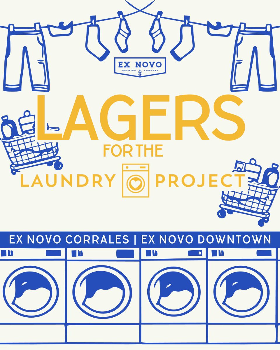 engagecurrent's tweet image. For the next few weeks we’re teaming up with Ex Novo Brewing for our upcoming Albuquerque, NM #LaundryProject!

Ex Novo is hosting Lagers for The Laundry Project at both taprooms with $1 from every pint donated and laundry supply drops.

Donate at: give.engagecurrent.org/campaign/75178…