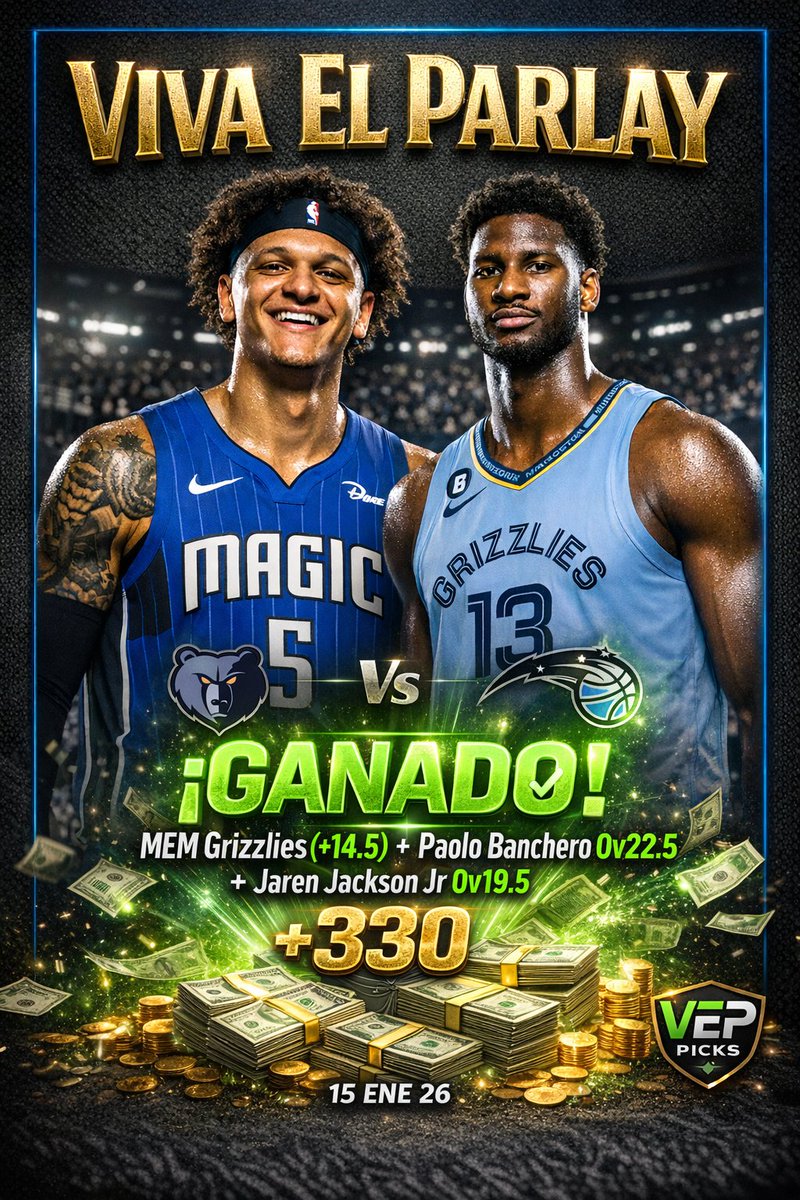 veppicks's tweet image. 💚 ¡GANADO!
Otro parlay directo a la bolsa 💰 +330
🔥 reacciónes

El próximo PARLAY sale SOLO para los activos.
#VivaElParlay #VepPicks #sportsbettingpicks #SportsGambling #parlaysNBA #Parlay