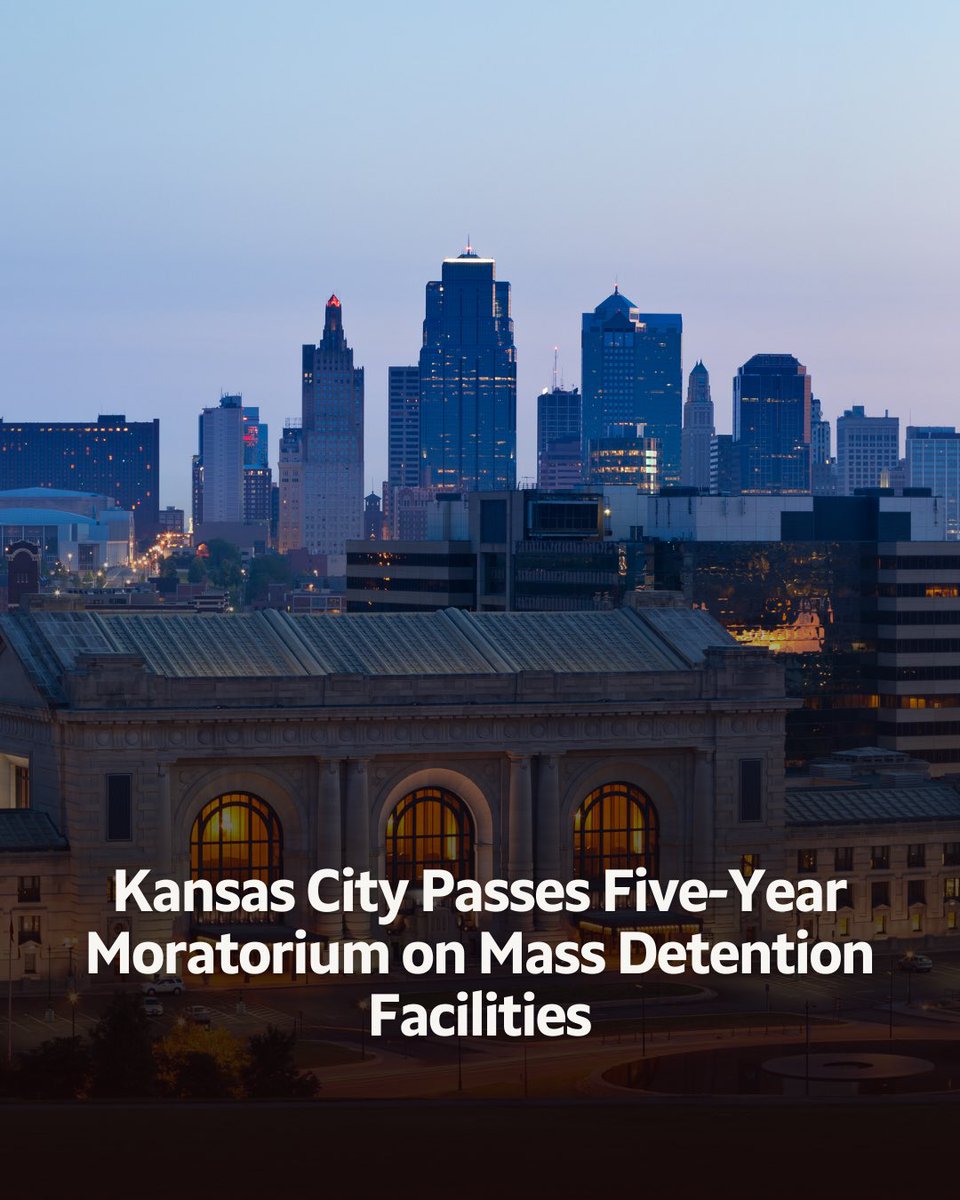 QuintonLucasKC's tweet photo. Today, Kansas City took action to center our community’s priorities in future development. A five-year moratorium on mass detention facilities ensures our focus stays on building businesses, homes, and schools, not large-scale detention centers. https://t.co/NCP578lJGC
