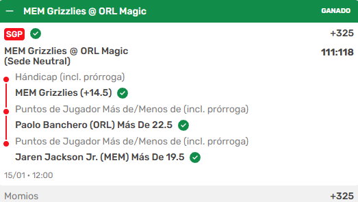 💚 ¡GANADO!
Otro parlay directo a la bolsa 💰 +330
🔥 reacciónes

El próximo PARLAY sale SOLO para los activos.
#VivaElParlay #VepPicks #sportsbettingpicks #SportsGambling #parlaysNBA #Parlay