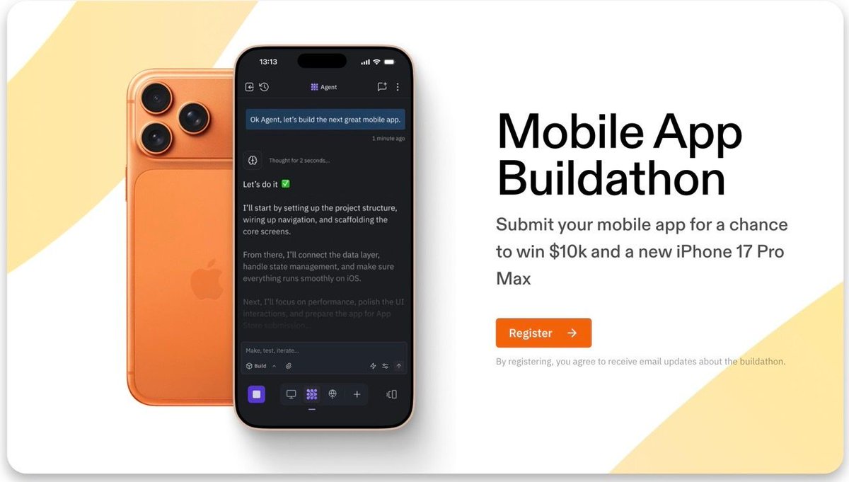 Replit's tweet image. We’re kicking off our first Replit Buildathon of the year to celebrate Replit Mobile! 🚀 Sign up now ahead of the kickoff on Friday. Can’t wait to build together with the community. 🛠️

mobile-buildathon.replit.app