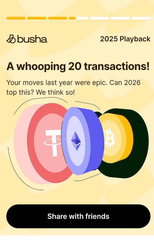 Bheebay_'s tweet photo. Busha Playback is like your crypto version of Spotify Wrapped, it shows your transactions, activity, and how you actually used the app over time.

When I checked mine, I realized I only started using @getBusha actively in the second half of the year. I could’ve done better. https://t.co/YOWJheUVlR