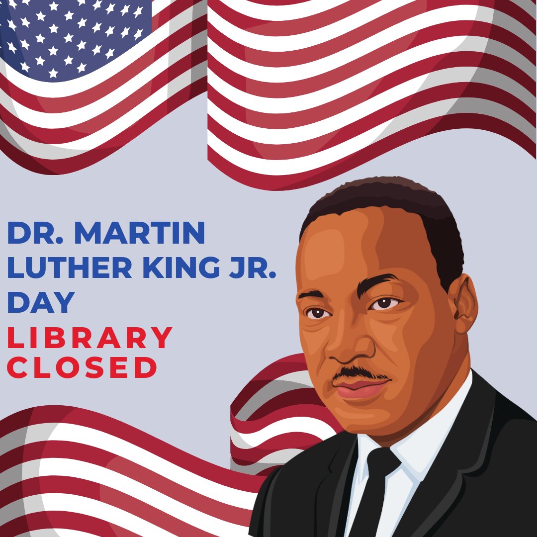 DavisCountyLib's tweet image. All Davis County Library locations will be closed on Monday, January 19th in honor of Martin Luther King Jr Day.  We will reopen on Tuesday, January 20th at 10:00 am.
