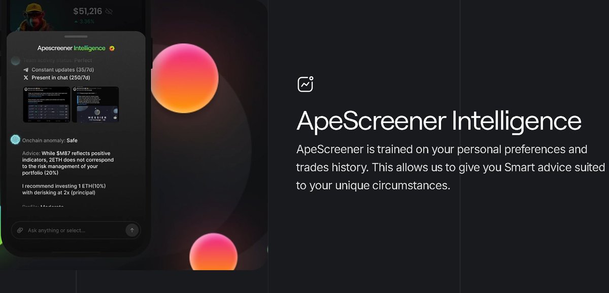$APES ApeScreener is the Web3 Super App that turns the usual chaos of crypto investing into clear strategies. Invest smarter, grow faster, and profit easier 🤝.

Key features include:
•Advanced portfolio tracking — real-time PnL, risk exposure, asset allocation, performance