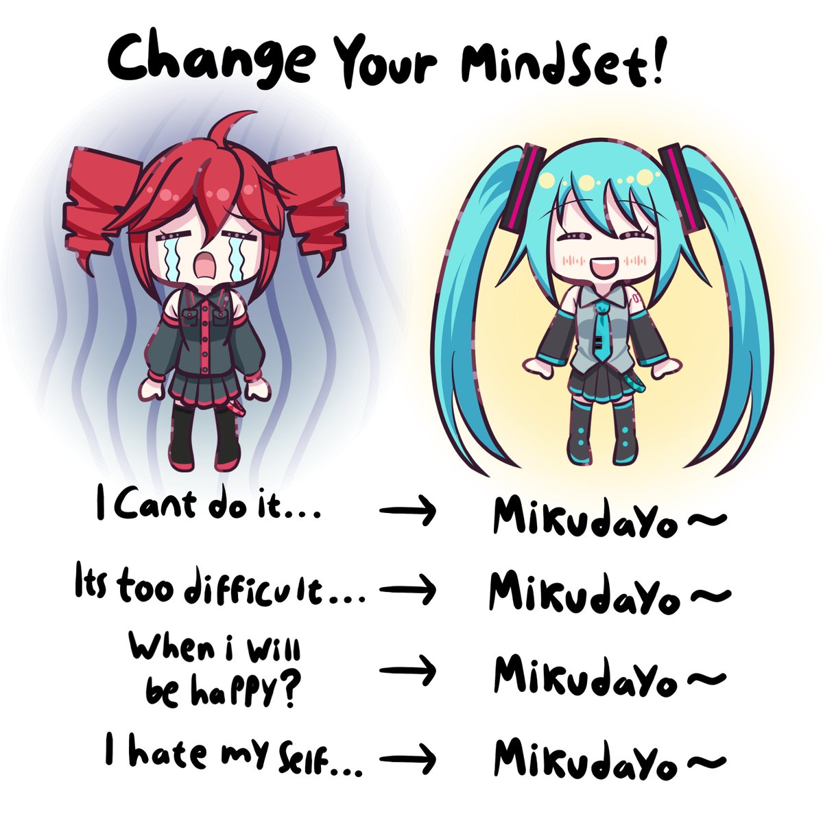 JoblessDodo's tweet photo. Change your mindset!!
#初音ミク #重音テト https://t.co/gH1FOos5hY