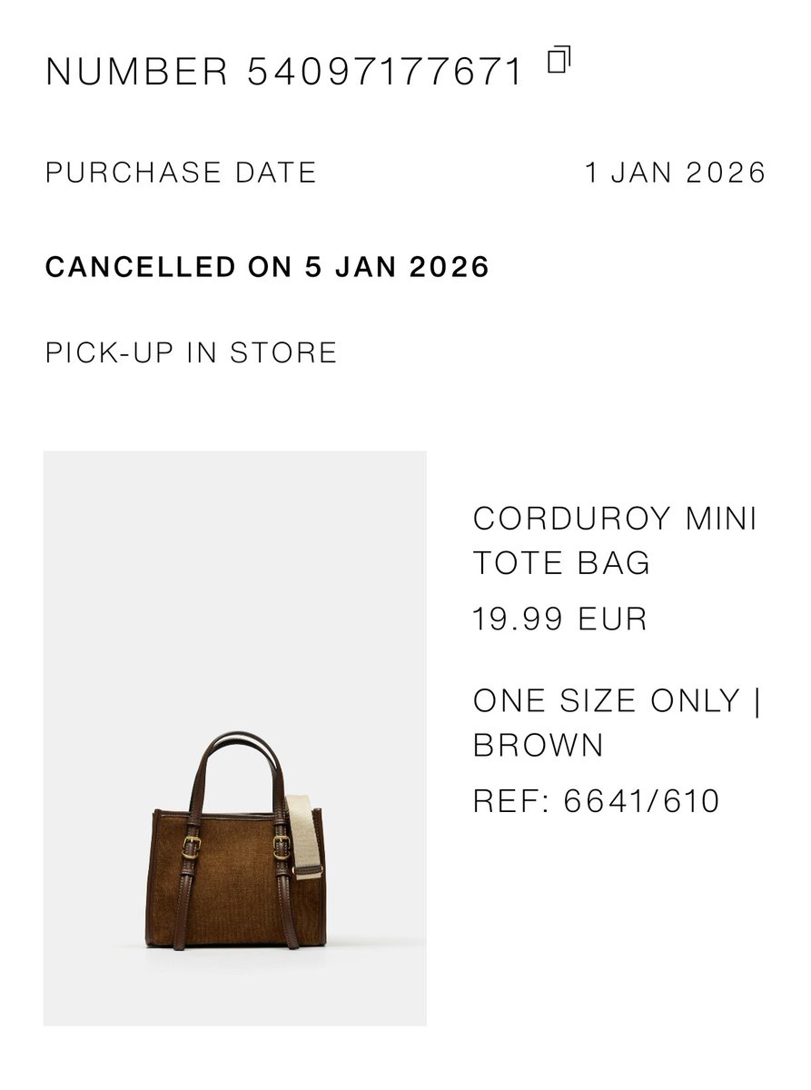 CANARIANGIRL's tweet image. I ordered this bag online from.Zara and Zara cancelled it however I have not received any of my 19,99 back yet. It's now January 15th. @zara