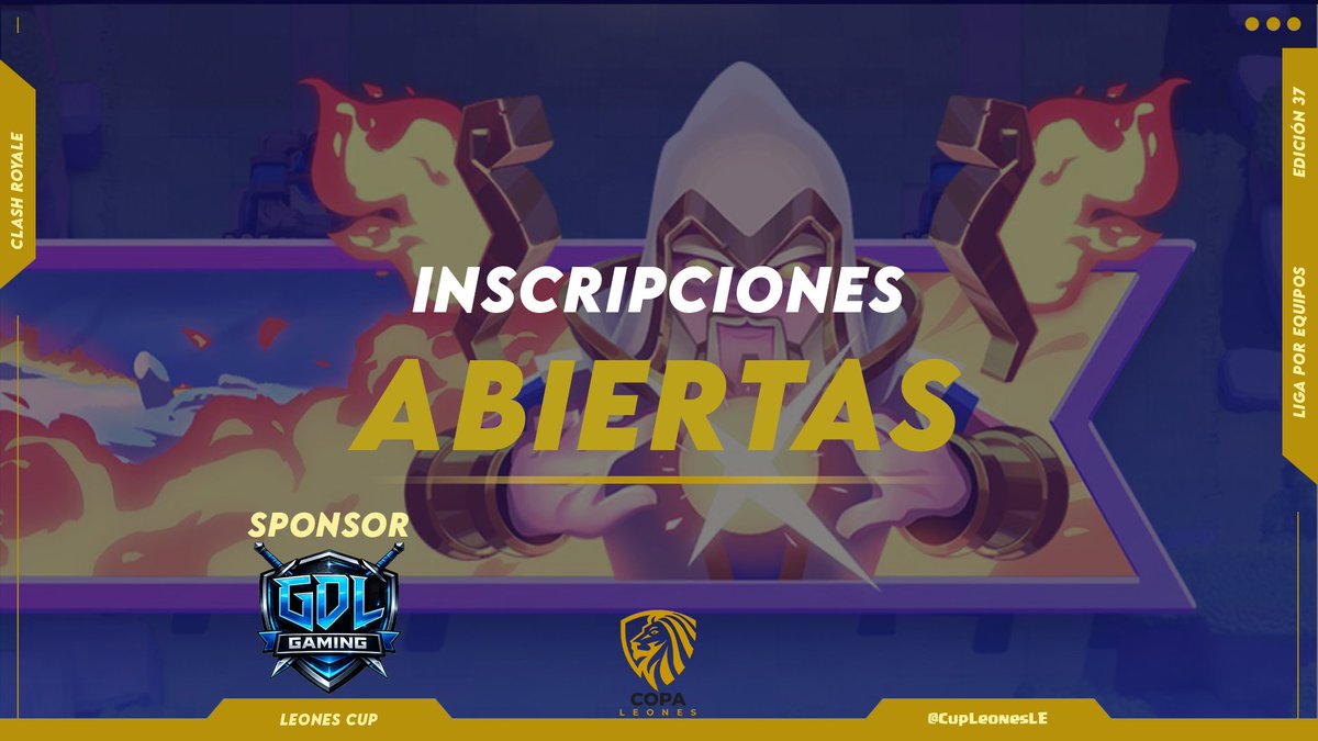 #ClashRoyale     

Abrimos Inscripciones  
Edición 37!!!    

Requisitos:  
*Seguirnos  
*Seguir a:
<a href="/pedrodanielvega/">pedro daniel vega</a>
<a href="/GDL_GamingCR/">GDL Gaming</a> 
<a href="/BnEssam8/">BnEssam</a> 
tiktok.com/@bnessam_cr

Dar RT y Fav  
Etiquetar a 3 Equipos!!!  
Premio: 30usd

Pruebas: discord.gg/7bmCtf3j