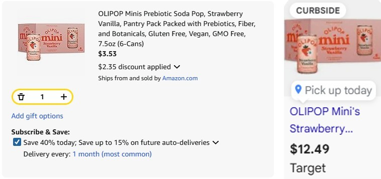 Pricerrors's tweet image. AMAZON SUB &amp;amp; SAVE PROMO ON OLIPOP 

$3.53 w/ 30% Coupon (First S&amp;amp;S Order) 

Can cancel sub &amp;amp; save anytime 

Target is selling same pack for $12.49 

deals.pennyexplorer.com/r/pAqh6s