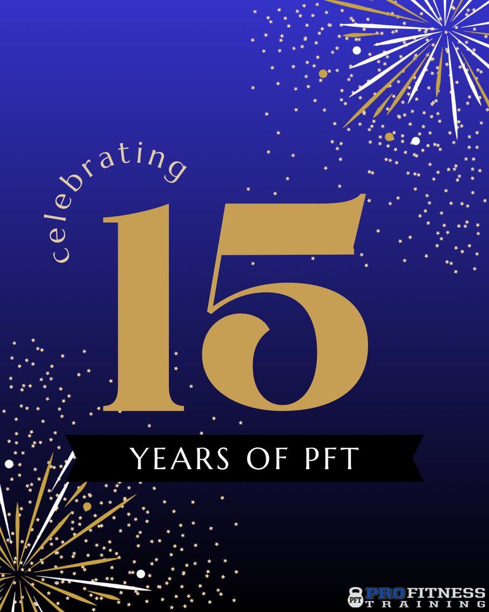 ProFitnessMN's tweet photo. PFT is turning 15 this Saturday! 🎉

We’re celebrating 15 years of Pro Fitness Training with a community day at the gym — and we’d LOVE to see you there. https://t.co/hBBhTChx0U
