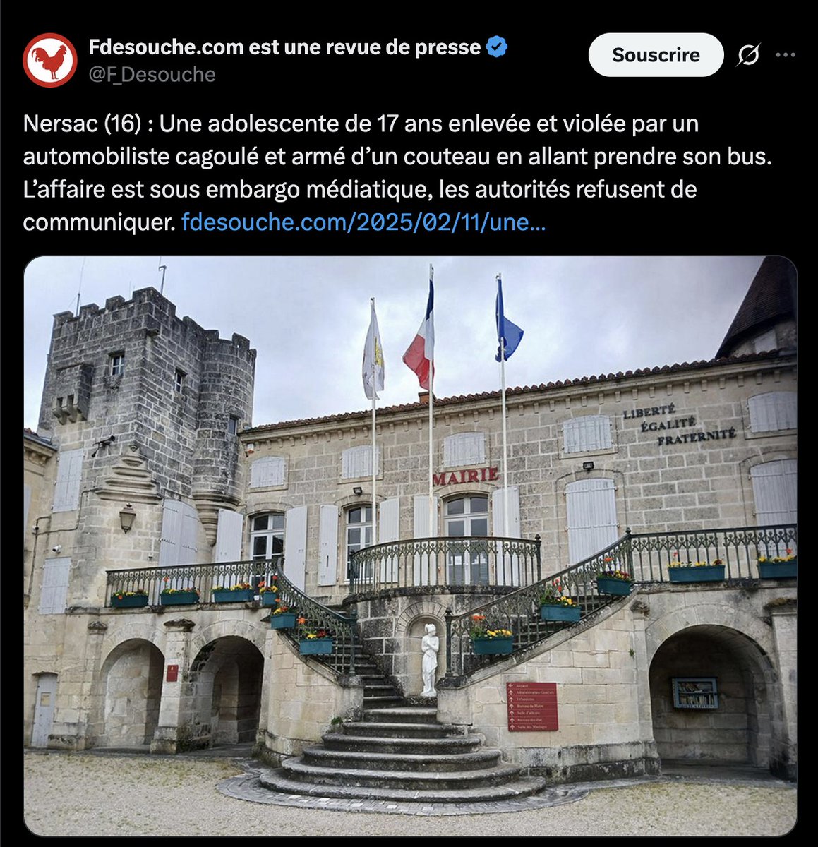 Nain_Portekoi's tweet image. Petit jeu du soir : voici un fait-divers de février 2025 et quelques-uns des commentaires des racistes de FdeSacréeCouche.
Et maintenant... allez voir dans la réponse l'identité du violeur dans le tweet ci-dessous.