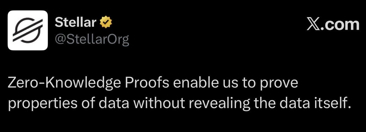 pumpius's tweet image. Interesting how the industry signals always arrive after the work is already underway.

Stellar is now publicly explaining why zero knowledge proofs matter. Proving properties of data without revealing the data itself. Privacy with verification. Compliance without exposure. That…