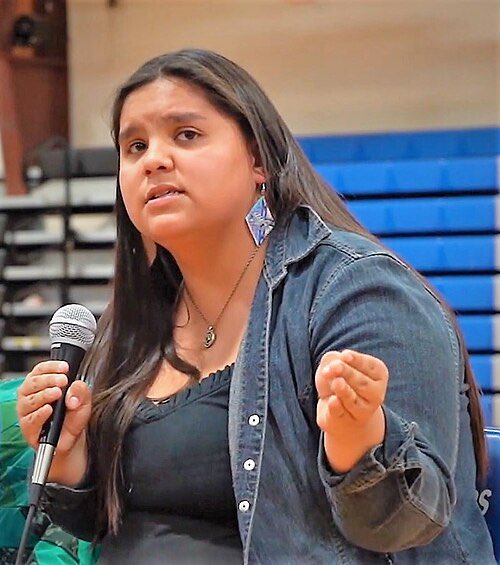 chiIIum's tweet image. Tokata Iron Eyes (they/them) became involved in activism at age 9 and ended up meeting Greta Thunberg. Many people say Tokata is the one who started the #NoDAPL movement.