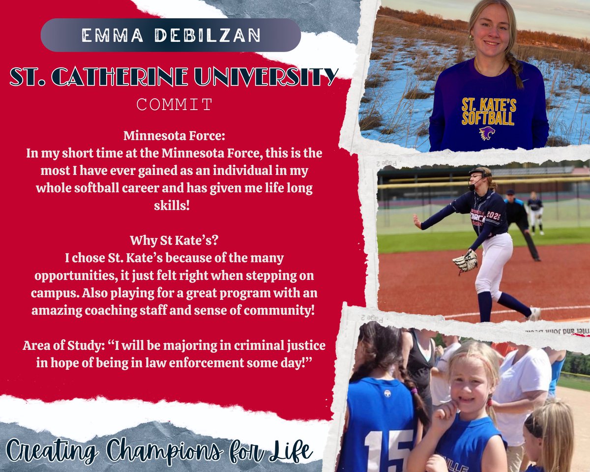 ForceSoftballMN's tweet image. Congratulations to Emma DeBilzan on her recent commitment to St. Catherine University!

We can’t wait to follow you as you continue this journey at the collegiate level! 

#CreatingChampionsForLife #mnForceFamily