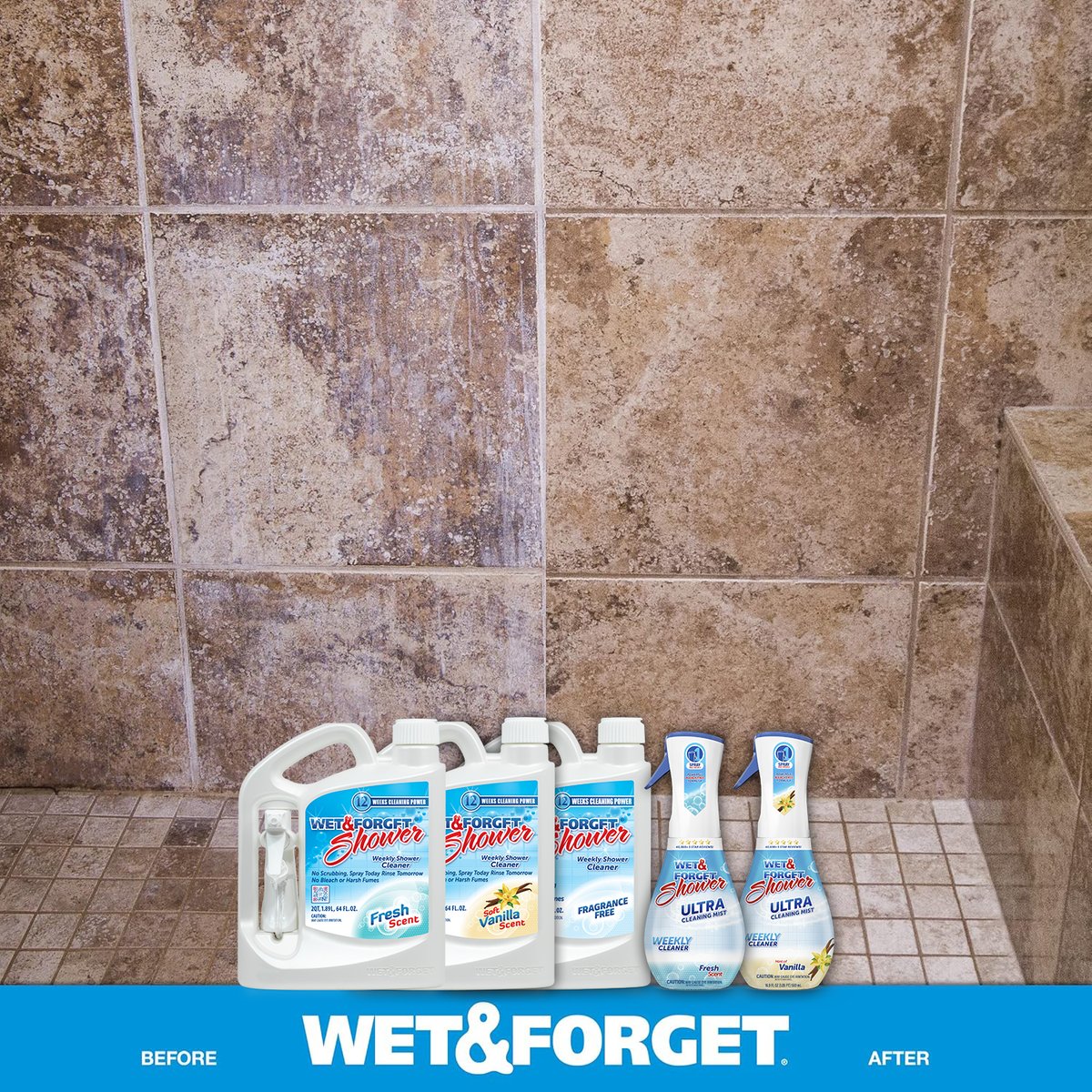 We’ve got shower cleaning covered. 

From weekly maintenance to deep cleaning, Wet &amp; Forget keeps your shower looking its best without any scrubbing! #wetandforget #wetandforgetshower