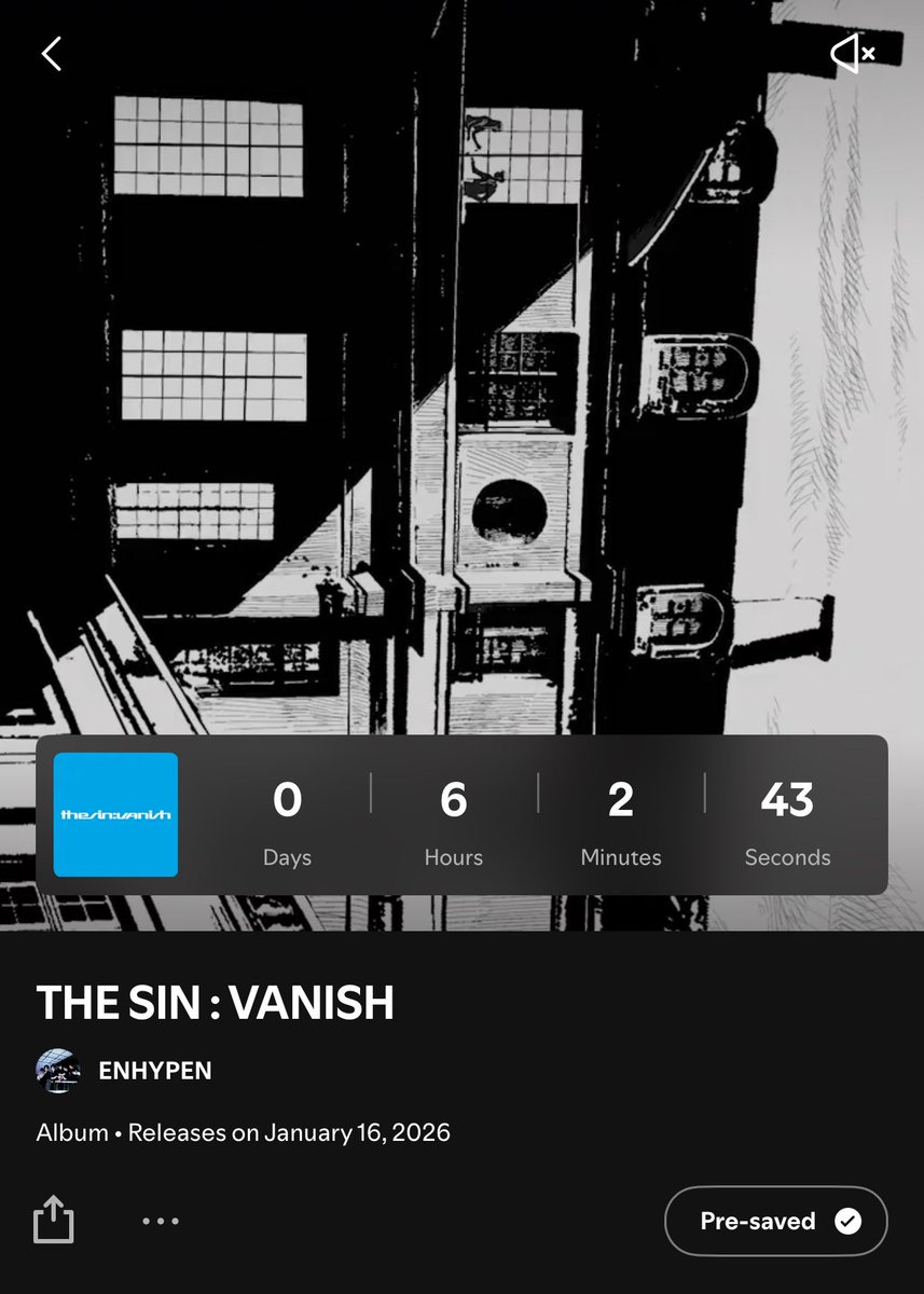 CODE7GLOBAL's tweet image. ENGENEs! 6 hours left to pre-save #THE_SIN_VANISH on Spotify. Pre-save now and don’t miss the drop!

🔗: open.spotify.com/prerelease/0R4…

#ENHYPEN #EN_Knife @ENHYPEN