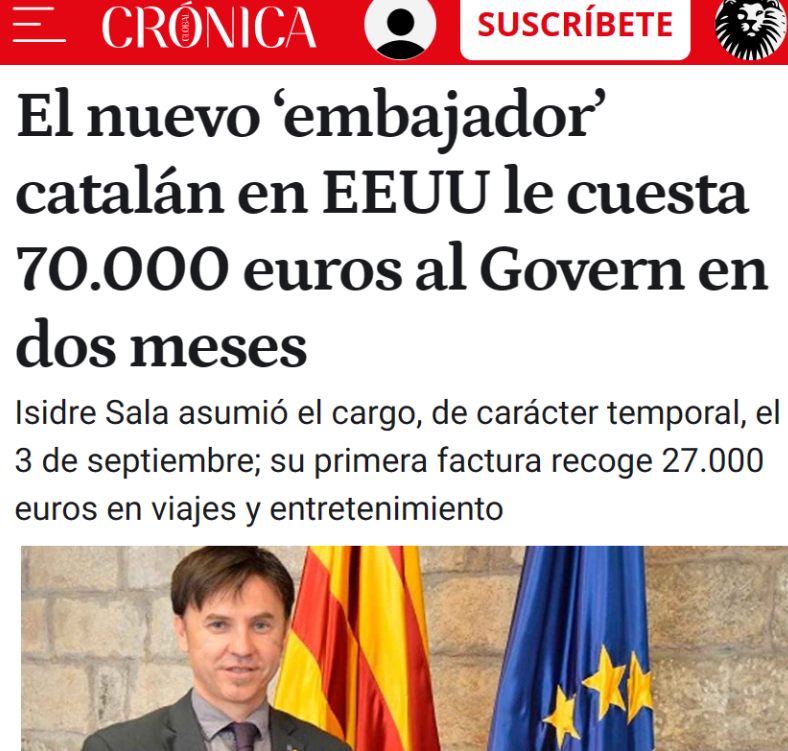 CCivicaCatalana's tweet image. Este es el chico que ERC puso a dedo como "embajador catalán" en Nueva York.

Cobrando un sueldo mayor que el Presidente del Gobierno y puliéndose en solo dos meses 12.500€ en viajes y 8.500€ en “entretenimiento”.

Para esto es necesaria la financiación singular.