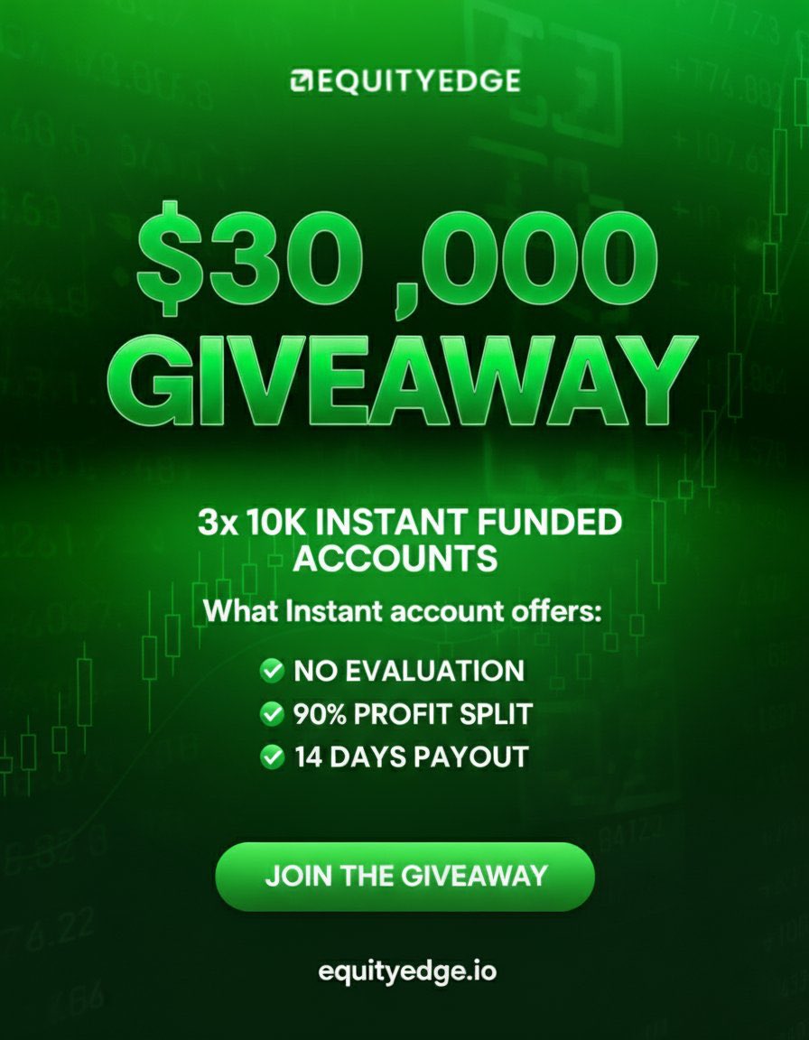 Giveaway Time:

3X 10k Instant Accounts Giveaway

Rules: Follow: <a href="/EquityEdgeUK/">Equity Edge</a> <a href="/0thayyab0/">𝗥𝗶𝘀𝗸 𝗧𝗮𝗸𝗲𝗥</a>
Like retweet
Turn on notifications
Share Proof 

winners will be announced in 72hours