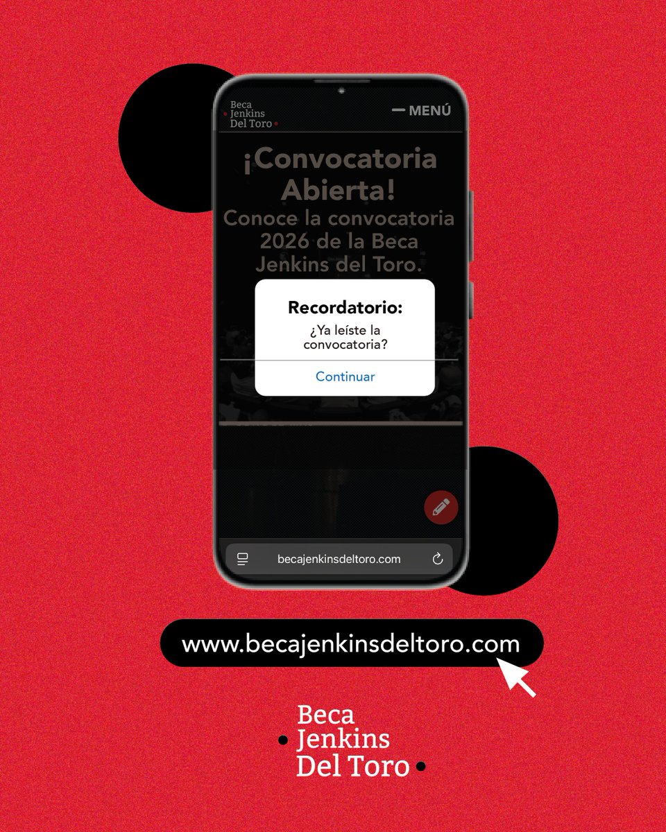 ¿Te gustaría estudiar cine en el extranjero? Aplica ya a la #BecaJenkinsDelToro, tienes hasta el 6 de febrero. ✍️

Consulta las bases 👉 becajenkinsdeltoro.com