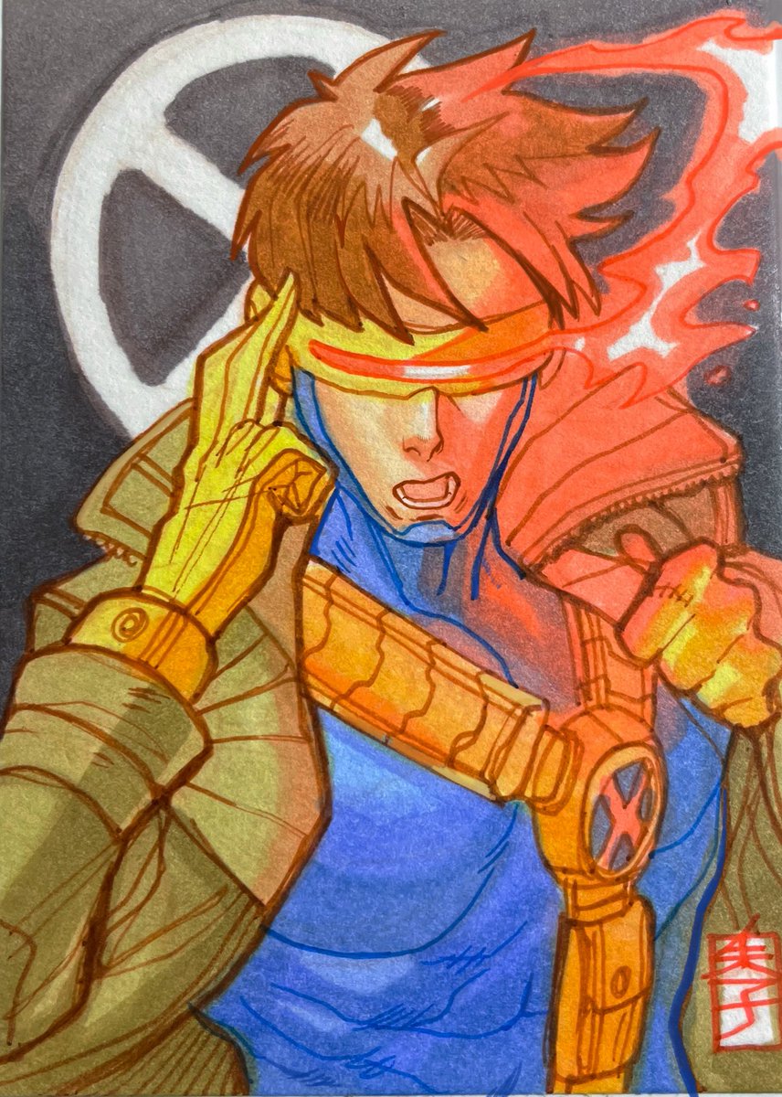 Xmen cyclops sketch card! 
Ink and markers on card size Bristol 

#xmen #cyclops #marvelrivals #TradingCards