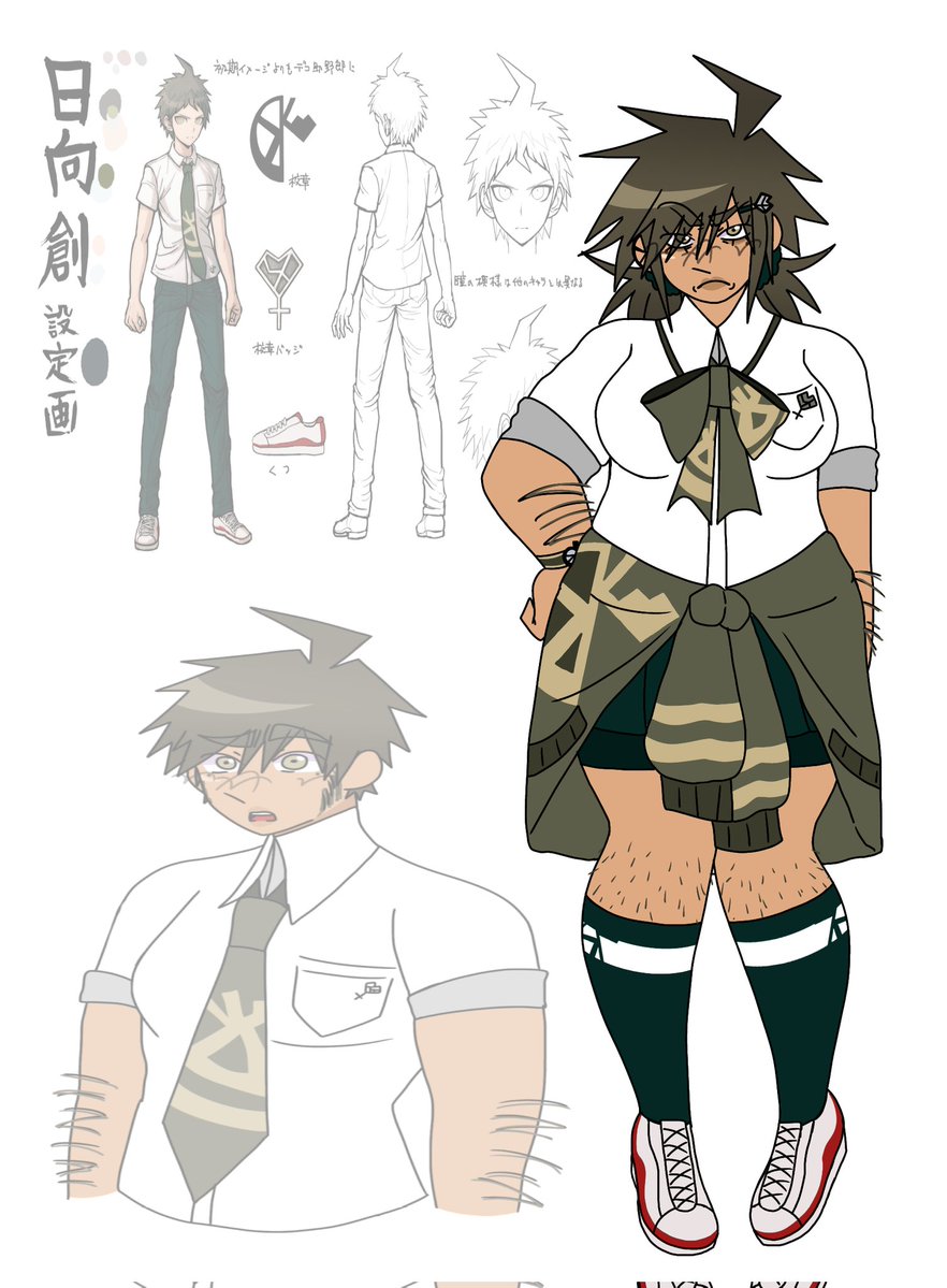 maenavigo's tweet image. fem hajime and fem nagito will always be famous to me 
(Forgot i draw nagito w freckles bye) 
#danganronpa #komahina