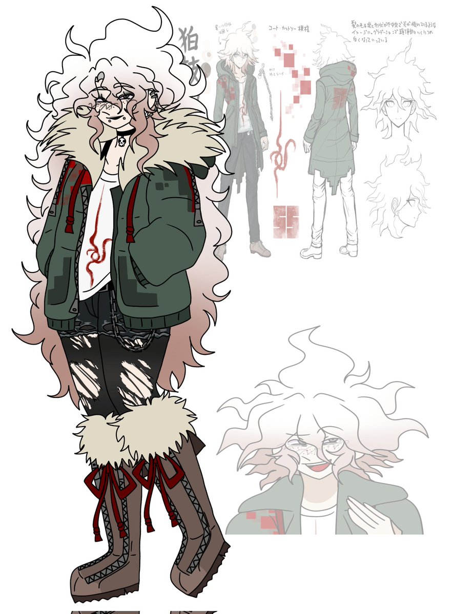 maenavigo's tweet image. fem hajime and fem nagito will always be famous to me 
(Forgot i draw nagito w freckles bye) 
#danganronpa #komahina