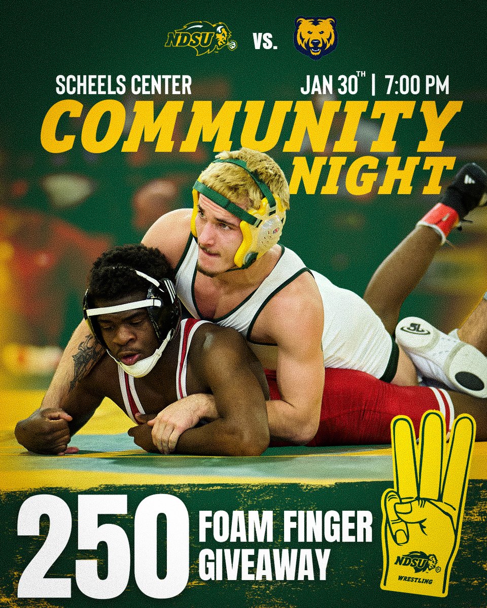 NDSUwrestling's tweet image. Bring the team and family out for some wrestling fun! Great opportunity for some team bonding and to see wrestling at the Division I level! Group tickets can be purchased at gobison.com/wr-tix