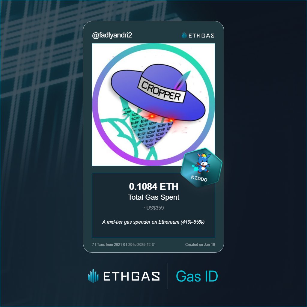 Discovered my Gas ID via ETHGas - turning my gas spend into rewards 🫘

As a Kiddo Jack, I've spent 0.1084 ETH on gas but earned 25 Beans back.

Get your Gas ID and Beans here: ethgas.com/community/gas-…