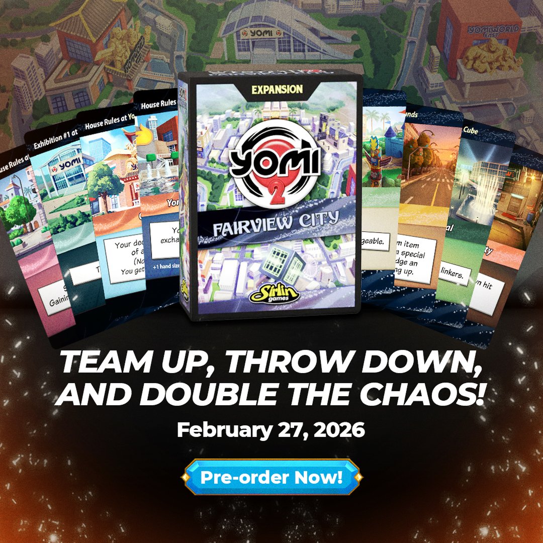 On February 27, Fairview City introduces Hard Tag cards. 
Unleash 2v2 tag-team battles and coordinate insane combos with your partner.

Who would you team up with? Tag your battle buddy below! 🤜🤛

Pre-order now and start planning your tag-team chaos: 
sirlingames.com/product/#/7406…