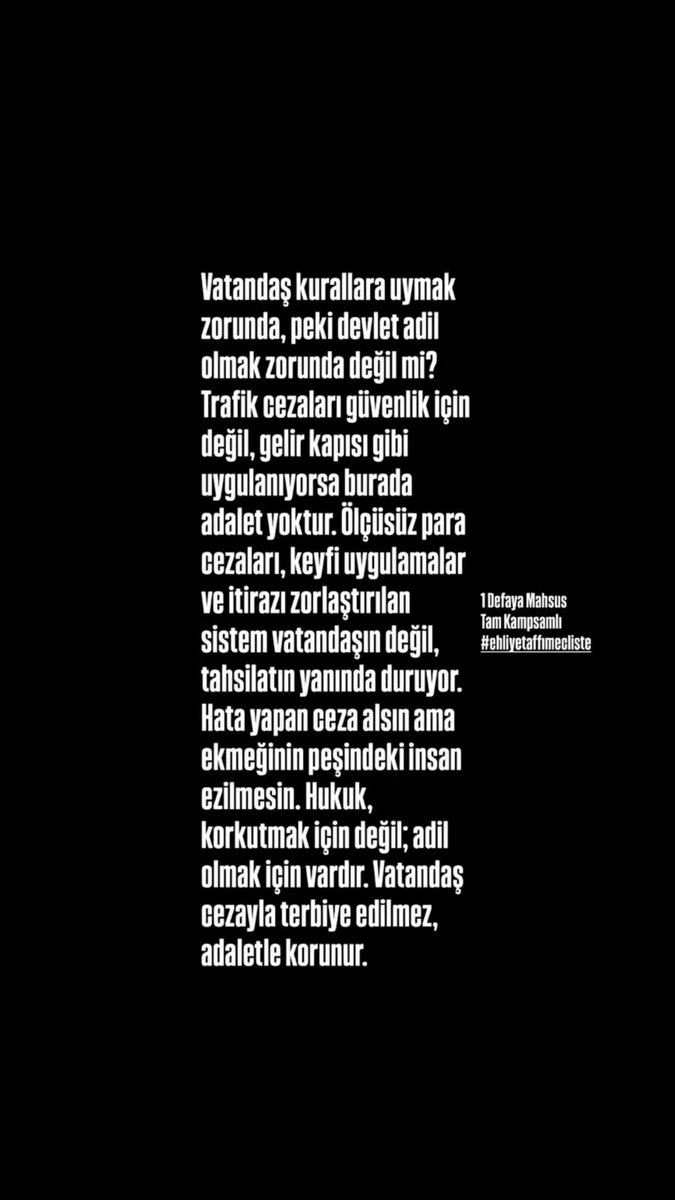 ehliyetaffi34's tweet photo. Trafik denetimi güvenlik içindir, gelir kapısı değildir. Gizlenen tabelalar, tuzak radarlar ve maaşı aşan cezalar adalet değildir. Vatandaş uymak zorunda, devlet de adil olmak zorunda. Trafikte adalet istiyoruz. #CezaDeğilAdalet #EhliyetAffı #VatandaşınYanındayız #AdilDevlet https://t.co/xMLXbNU5x4
