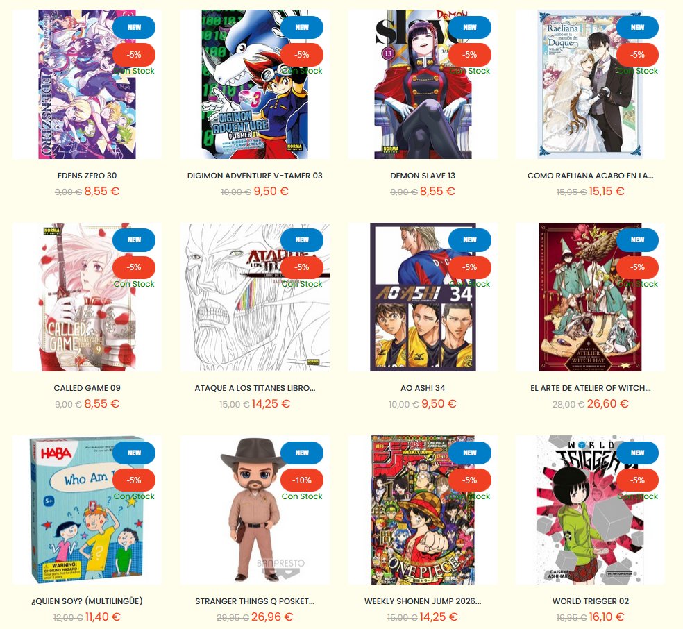 Buenas noches.

Ya está subido a la web todas las novedades en manga que han llegado esta semana.

arigatosevilla.net/novedades?orde…

Solo faltarían las figuras y el merchandising. Lo haré lo antes posible.

Saludines.