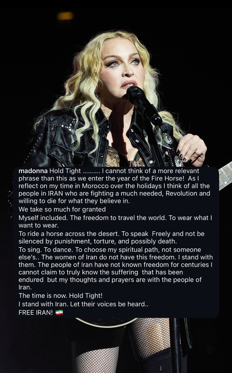 HenMazzig's tweet image. Madonna speaking up for Iran, while so many of her colleagues remain silence.

Thank you for the moral courage! #FreeIran