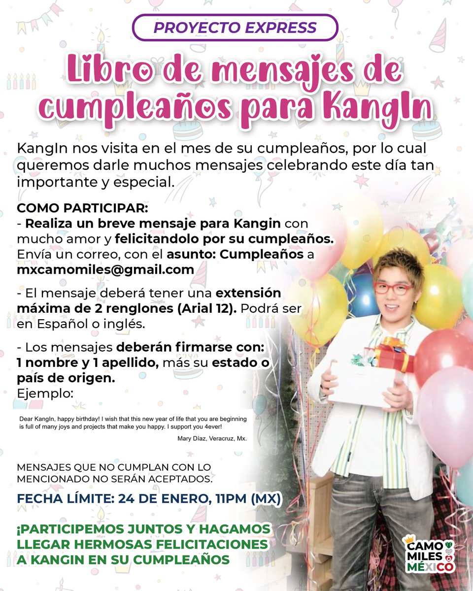 MxCamomiles_'s tweet photo. [INFO] ~PROYECTO~ Atención! Liberamos más proyectos para este regreso de #KangIn! 🦝✨ Únete al libro de mensajes por su cumpleaños🎂🎈🥳, que aunque llegarán un poco tarde, seguro estarán llenas de amor y cariño! 📖💙🦝 https://t.co/lgTaa8ZU8R