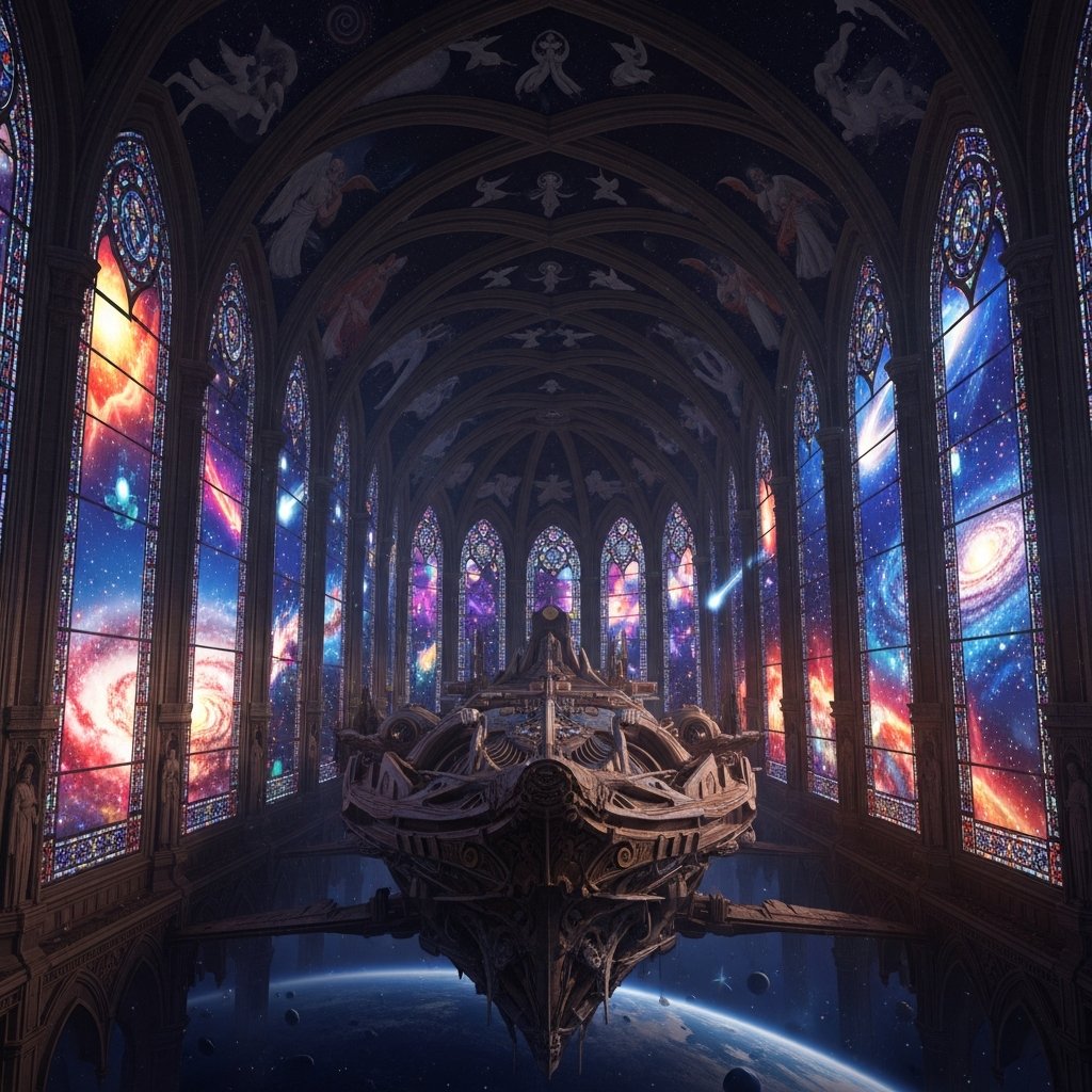 JoshWiggin24420's tweet photo. Witness this marvel where gears of progress intertwine with gothic arches! My latest AI artistry fuses the celestial future with echoes of a bygone era. A truly 'renaissance-punk' vision brought to life. #SciFiRenaissance #AIArt #DigitalCanvas https://t.co/ybuGkRrD6e