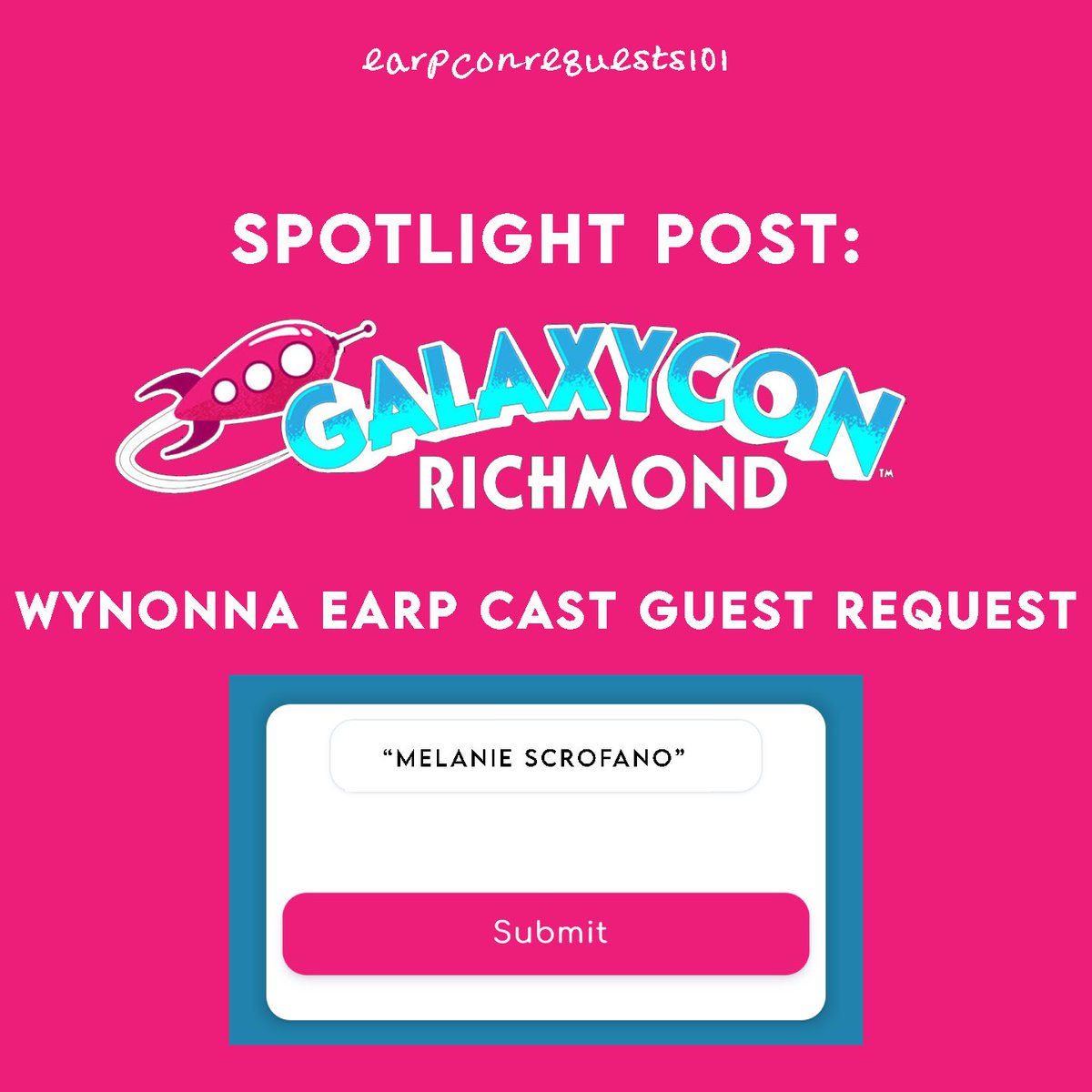 🌟 SPOTLIGHT 🌟
Want to see the #WynonnaEarp cast near you? Today’s spotlight: <a href="/GalaxyConRVA/">GalaxyCon Richmond</a> galaxycon.com/pages/galaxyco…
Use their suggestion next &amp; type “Wynonna Earp cast” or individual names.
Spotlight rotates to upcoming cons—don’t see yours? Let us know! 💜